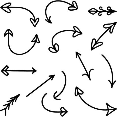 Flechas Negras Dibujadas A Mano Sobre Un Fondo Blanco Aisladas Vector