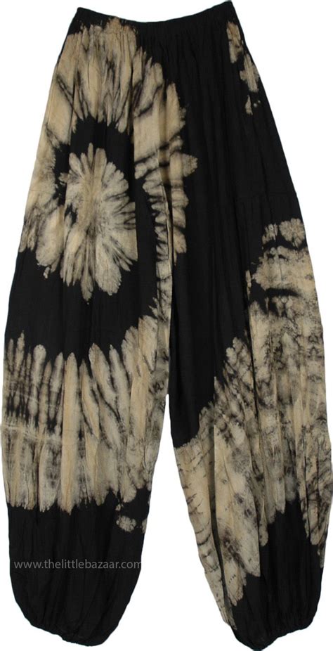 Ebony And Ivory Tie Dye Swirl Tall Harem Pants Hippie Style Clothing