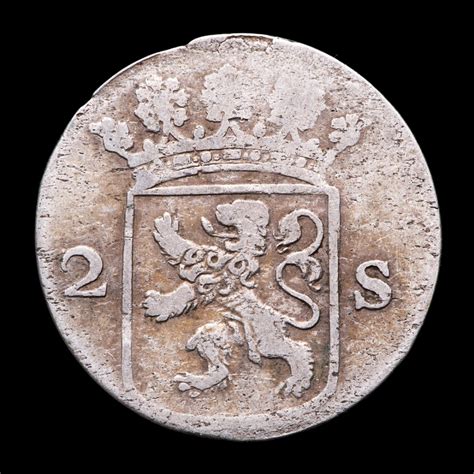 1780 Dutch Republic, Holland - 2 Stuiver Colonial Silver Coin ...
