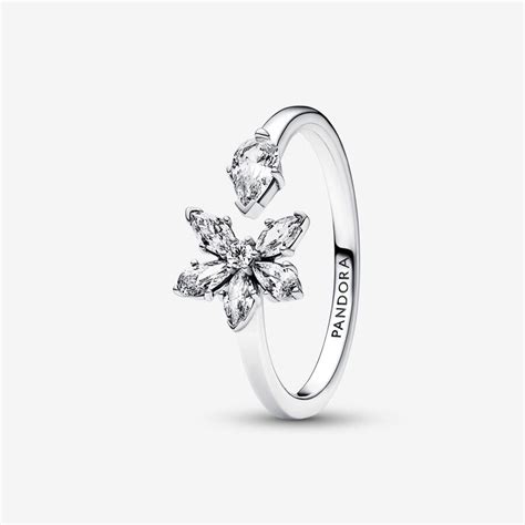 Sparkling Herbarium Cluster Open Ring Sterling Silver Rings Pandora