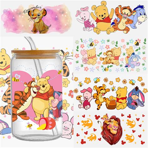 Disney Winnie Pooh Eeyore Piglet Uv Dtf Sticker For 16oz Glass Cups