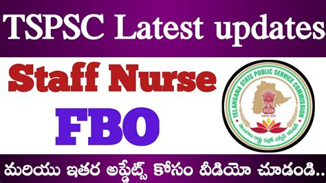 TSPSC Staff Nurse And FBO Latest Important Updates Tspsc Latest Job