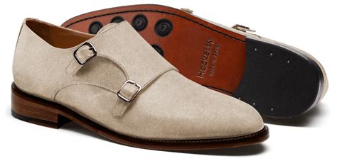 Double Monk Strap Shoes Beige Suede