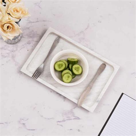 Marble Handmade Rectangular Tray - Marmor Krafts