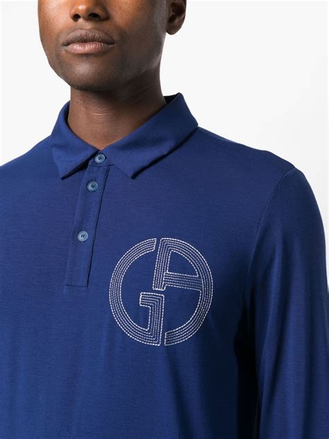 Giorgio Armani Logo Embroidered Polo Shirt Farfetch