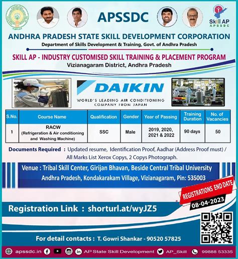 APSSDC Recruitment 2023 At Daikin India RACW Refrigeration Air