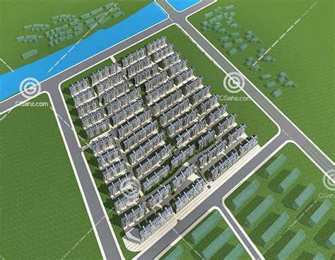 密集的多层住宅区3d模型下载 Cg爱好者网免费cg资源ae模板3d模型分享平台