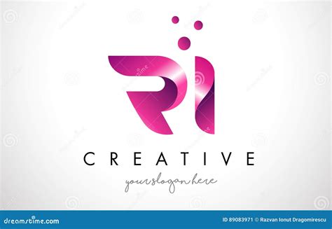 Ri Letter Logo Design With Purple Colors And Dots Stock Vector