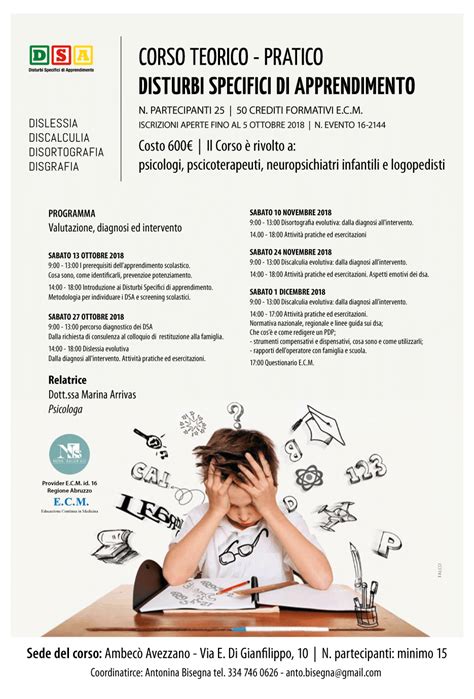 Corso Teorico Pratico Disturbi Specifici Di Apprendimento