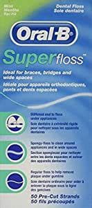 Oral B Super Floss Mint Dental Floss Pre Cut Strands 50 Ea Pack Of 6