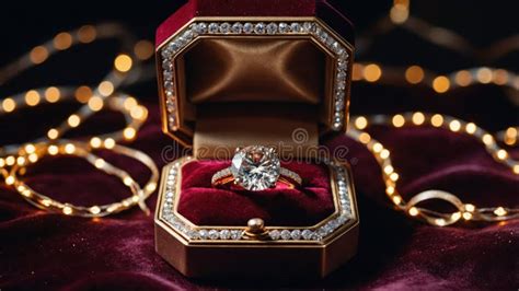 Stunning Engagement Ring in Velvet Box with Fairy Lights. Love ...