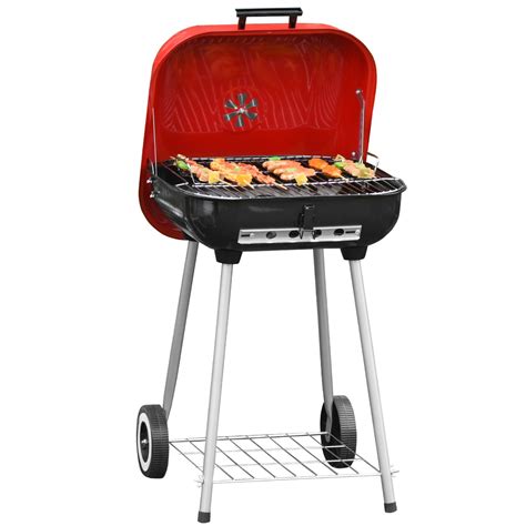 Outsunny Portable Charcoal Barbecue Grill With Wheels Bottom Shelf