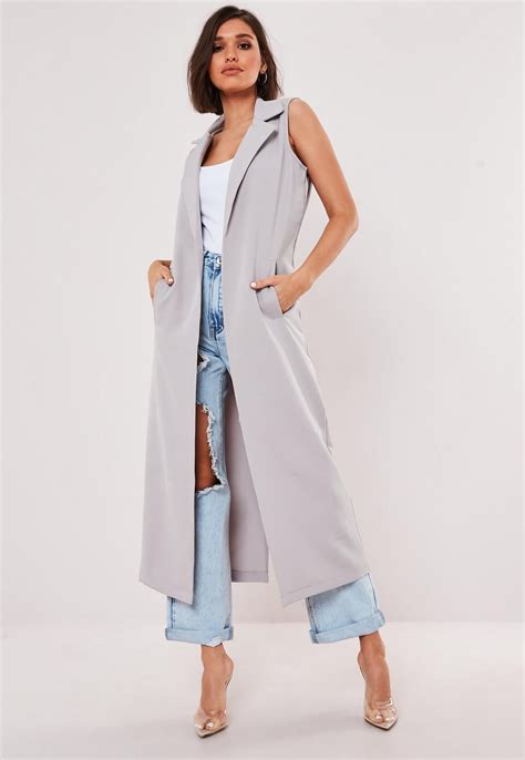 Gray Sleeveless Maxi Duster Coat Missguided Maxi Duster Coat Sleevless Coat Sleeveless Coat