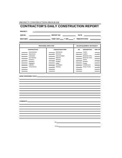 Construction Report Template | Free Report Templates