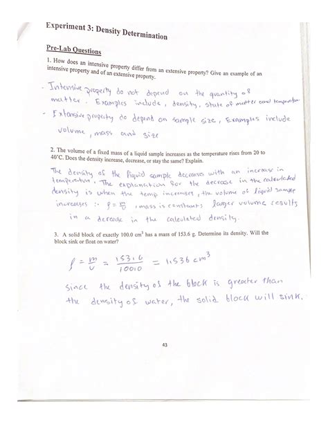 Experiment 3 Density Determination Renewable Energy Lab Studocu