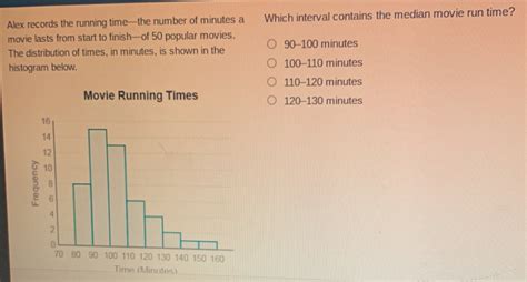 Alex Records The Running Time—the Number Of Minutes A Which Interval Contains The Median M