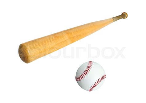 Baseball bat and ball isolated on white ... | Stock image | Colourbox