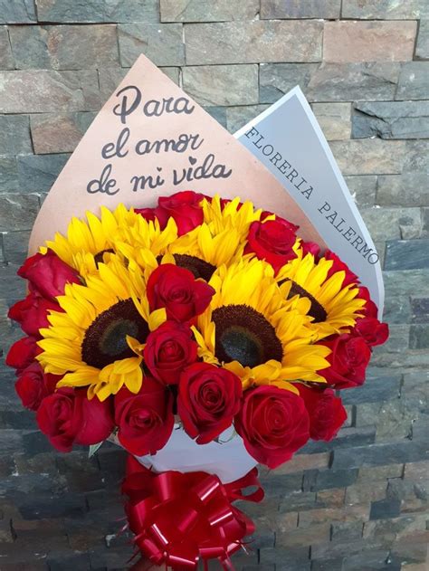 Ramo De Rosas Y Girasoles Para El Amor De Mi Vida Ramo De Rosas