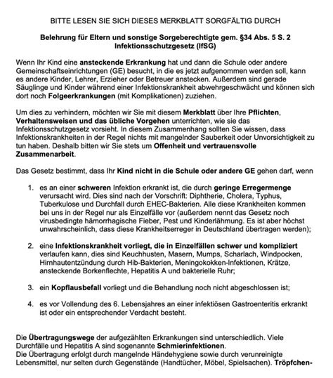 Infektionsschutzgesetz Emschertal Grundschule