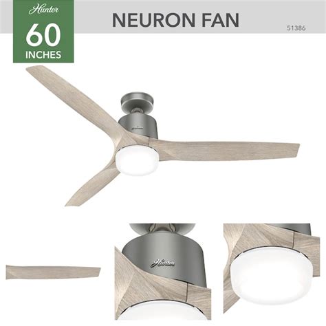 Hunter Neuron Simpleconnect 60 In Matte Silver With Brushed Gray Oak Blades Led Indoor Smart