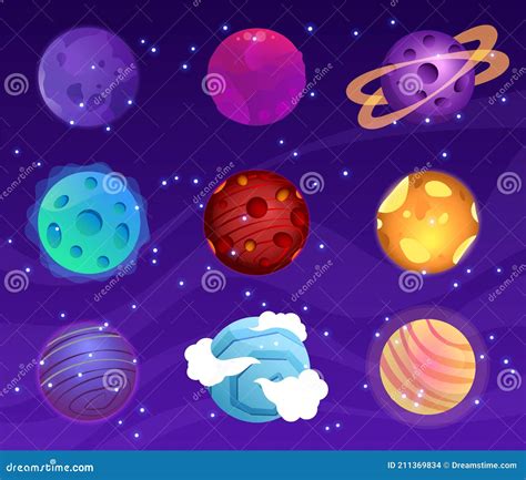 Conjunto De Planetas De Dibujos Animados Ilustración del Vector