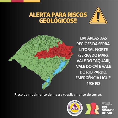 Risco De Deslizamentos E Quedas De Barreira Em Diversas Regi Es Do Rs