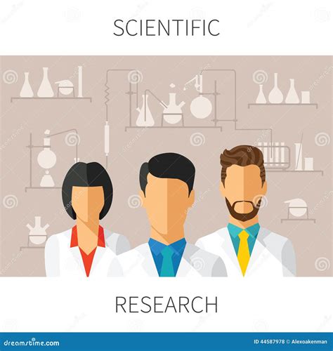 Vector Concept Illustration Of Scientific Research With Scientists In