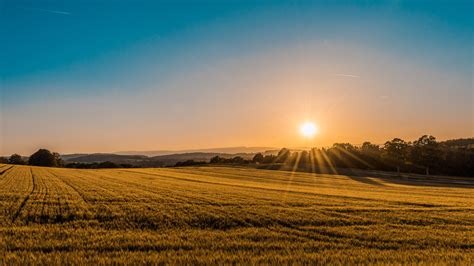 field farm farmland and sunrise 4k HD Wallpaper