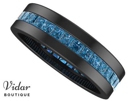 Unique Black Gold Blue Diamond Mens Wedding Ring │vidar Boutique