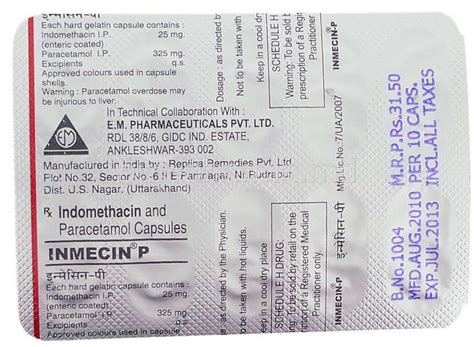 Buy Indomethacin/ Paracetamol Capsule Online