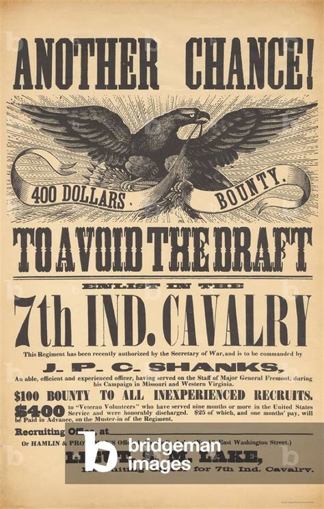 Image Of Us Civil War Recruiting Poster For The 7th Indiana Cavalry