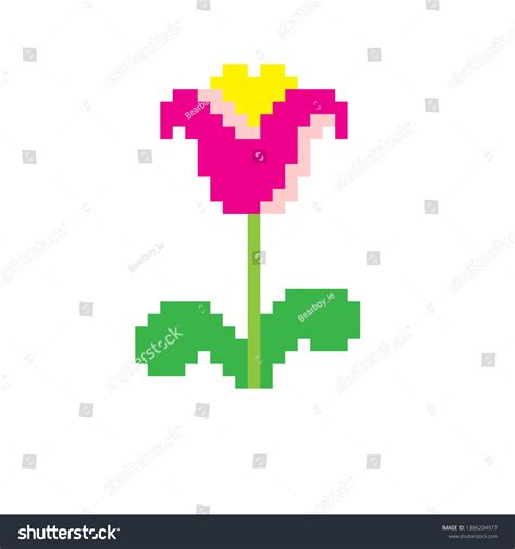 Pixel Art Vector Flower Tulip Stock Vector Royalty Free