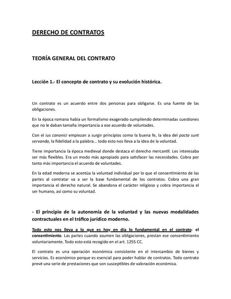 Derecho De Contratos TeorÍa General Del Contrato Apuntes De Derecho