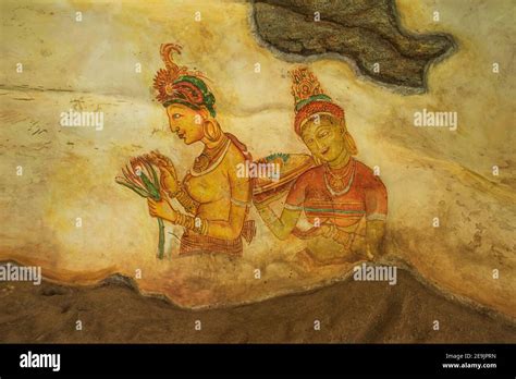 The Ancient Fresco Of Sigiriya Lion S Rock Sri Lanka Stock Photo Alamy