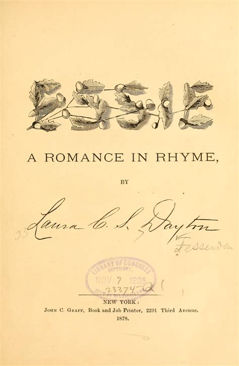 Essie A Romance In Rhyme Library Of Congress