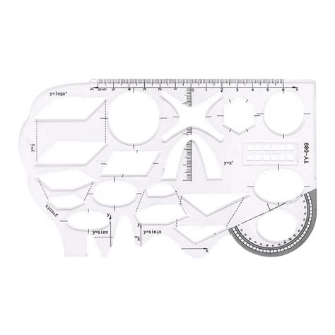 1 Piece Geometric Ruler with Protractor for Math/Geometry/Function ...