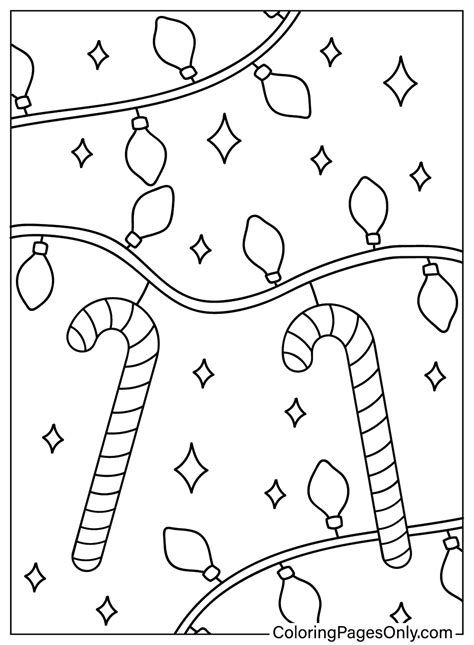 Christmas Candy Cane Coloring Page Printable - Free Printable Coloring Pages