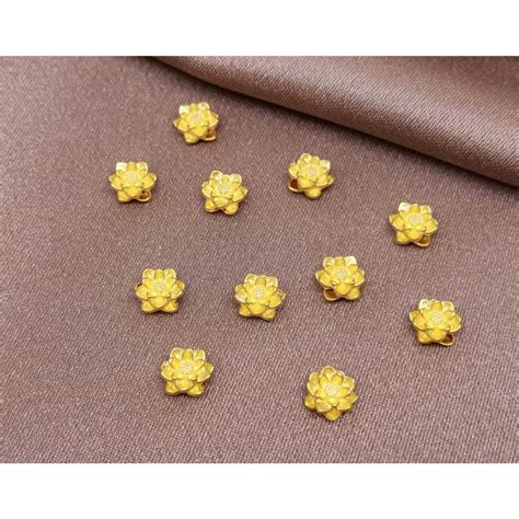 Jual Charm Lotus Bunga Teratai Emas Asli K Hk Hongkong Ukuran