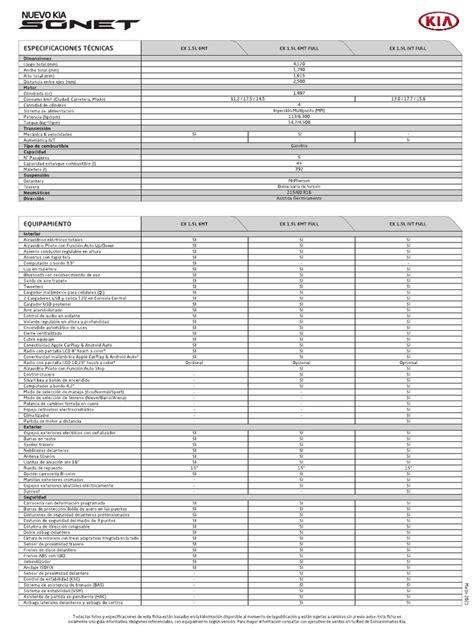 Ficha Técnica Kia Sonet Pdf