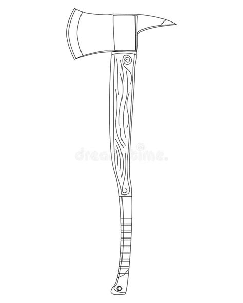 Firefighter Axe In Lineart Style Hatchet Fire Ax Firefighter Rescue