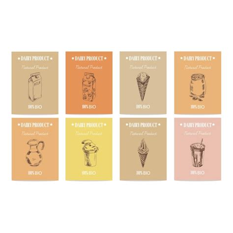 Premium Vector Vector Hand Drawn Sketch Dairy Products Posters Set