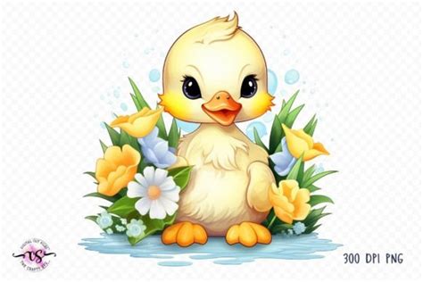 Watercolor Cute Ducks Clipart Graphic By Bee Design Creative Fabrica