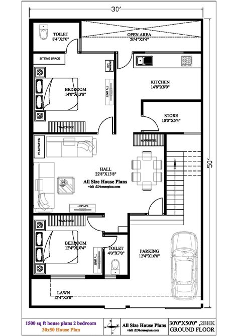 30X50 East Facing House Plan