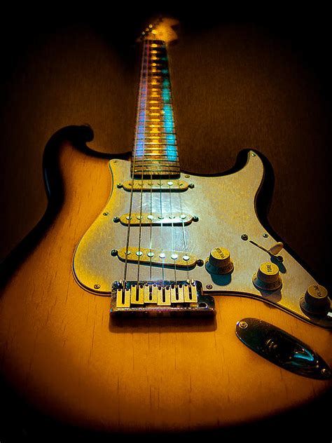 Stratocaster Tobacco Burst Glow Neck Series Digital Art By Guitarwacky