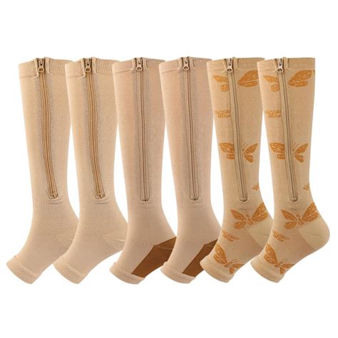 Medical Compression Socks 3 Pairs Open Toe 15 20 Mmhg Zipper