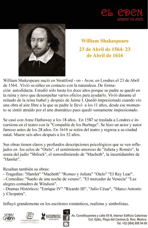 El Eden Jardin De Arte William Shakespeare