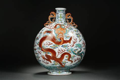 Chinese Porcelain Famille Rose Dragon Vase Bianhu Etsy