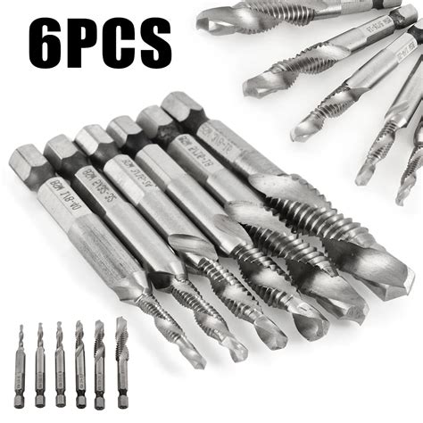 Pcs High Speed Steel Tap Drill Bits Set Hss Hex Shank Combination