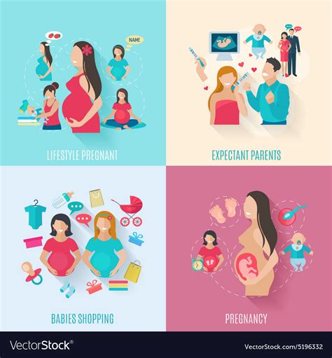 Pregnancy Flat Icons Royalty Free Vector Image