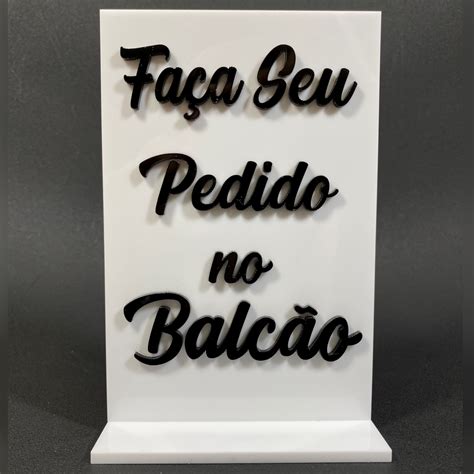 Placa de sinalização Faça seu pedido no Balcão Acrílico Acrihome